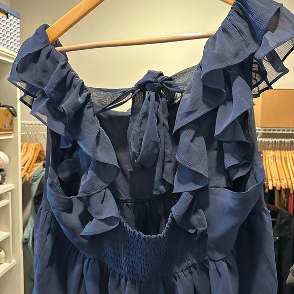 Banana republic - Elegant Navy Blue Ruffle Top - Picture 2 of 5